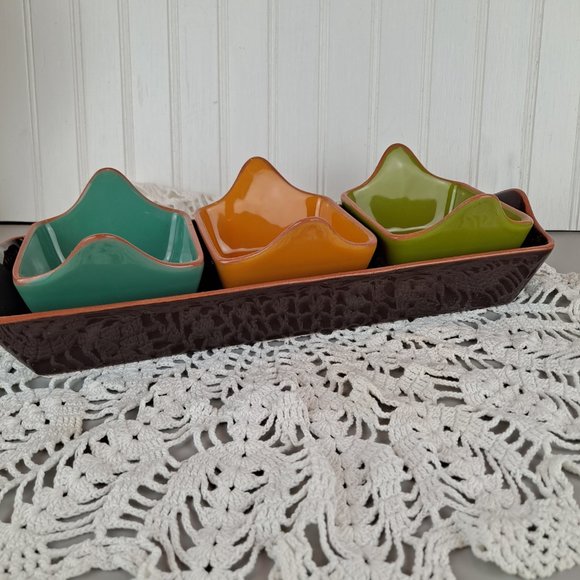 Bobby Flay Party Bowls with Tray Made in Portugal - Picture 1 of 9